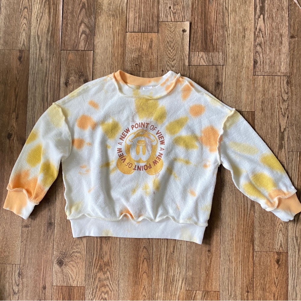 Disney Tie Dye New Point Of View Mickey Mouse Sweatshirt Youth 4 Yellow White
